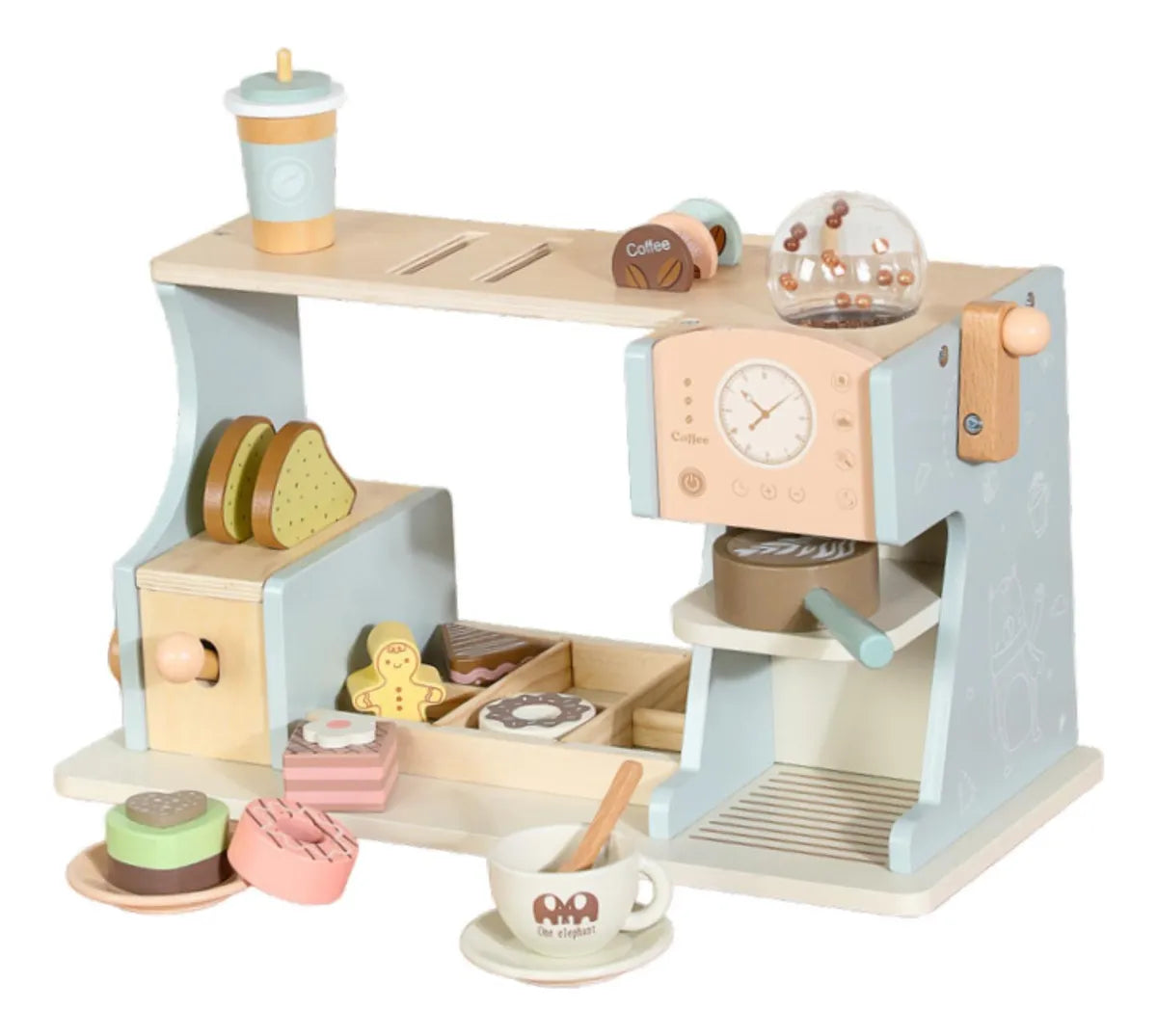 Cafetera de Juguete de Madera con Accesorios – Set de Cocina Infantil Iokus