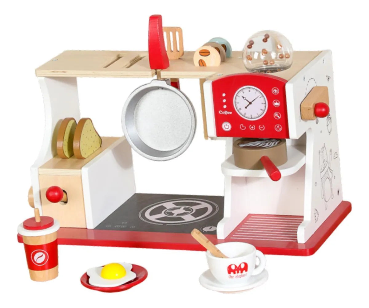 Cafetera de Juguete de Madera con Accesorios – Set de Cocina Infantil Iokus