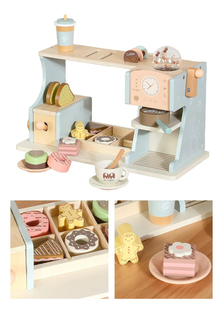 Cafetera de Juguete de Madera con Accesorios – Set de Cocina Infantil Iokus