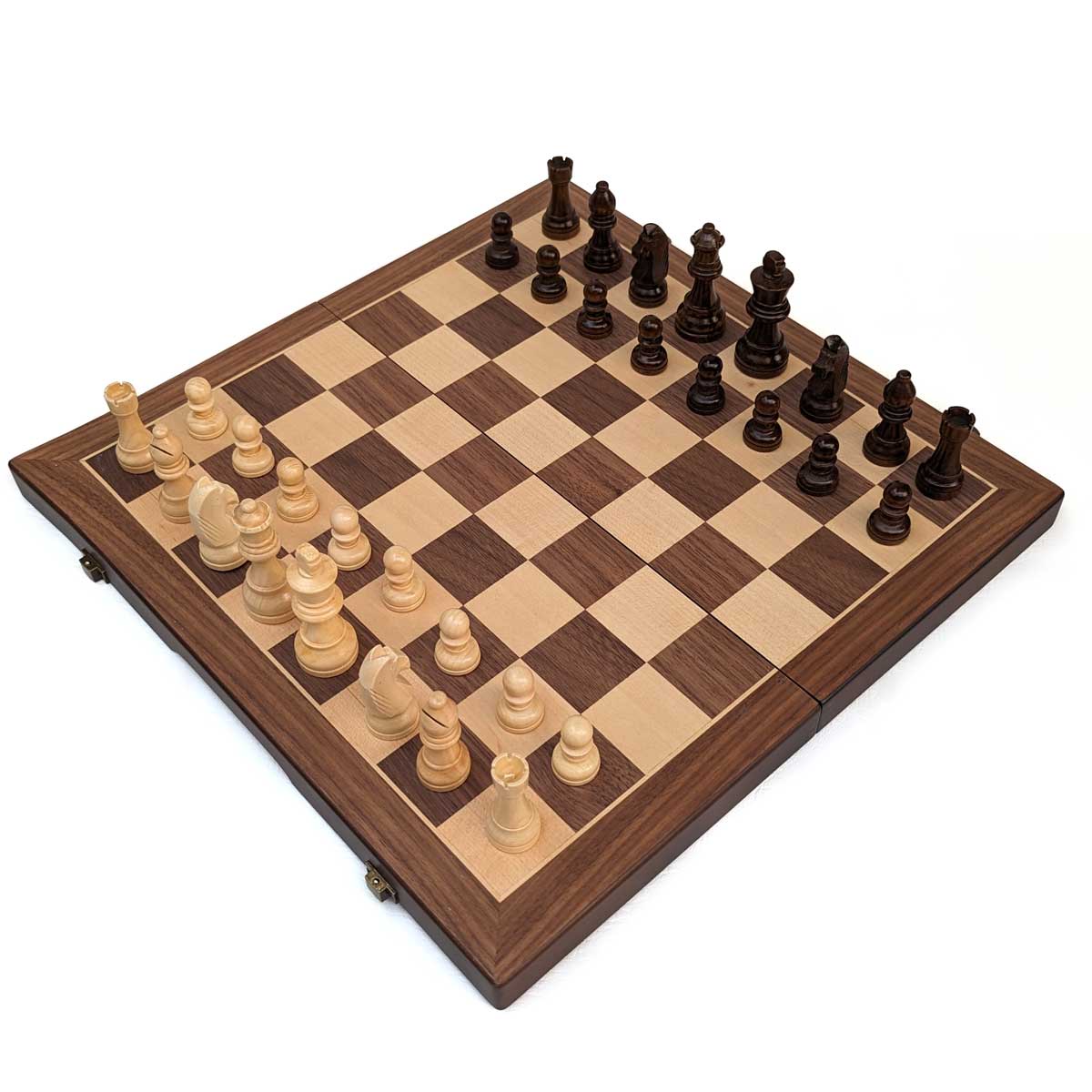 Juego de ajedrez y damas chinas imantado en madera tamaño grande, ideal para jugar en familia y desarrollar habilidades estratégicas