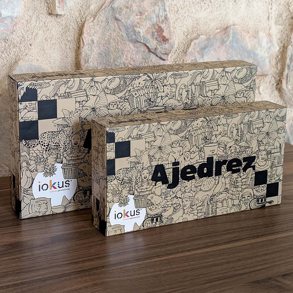 Ajedrez de madera + damas tablero magnético plegable (39 cm x 39 cm)