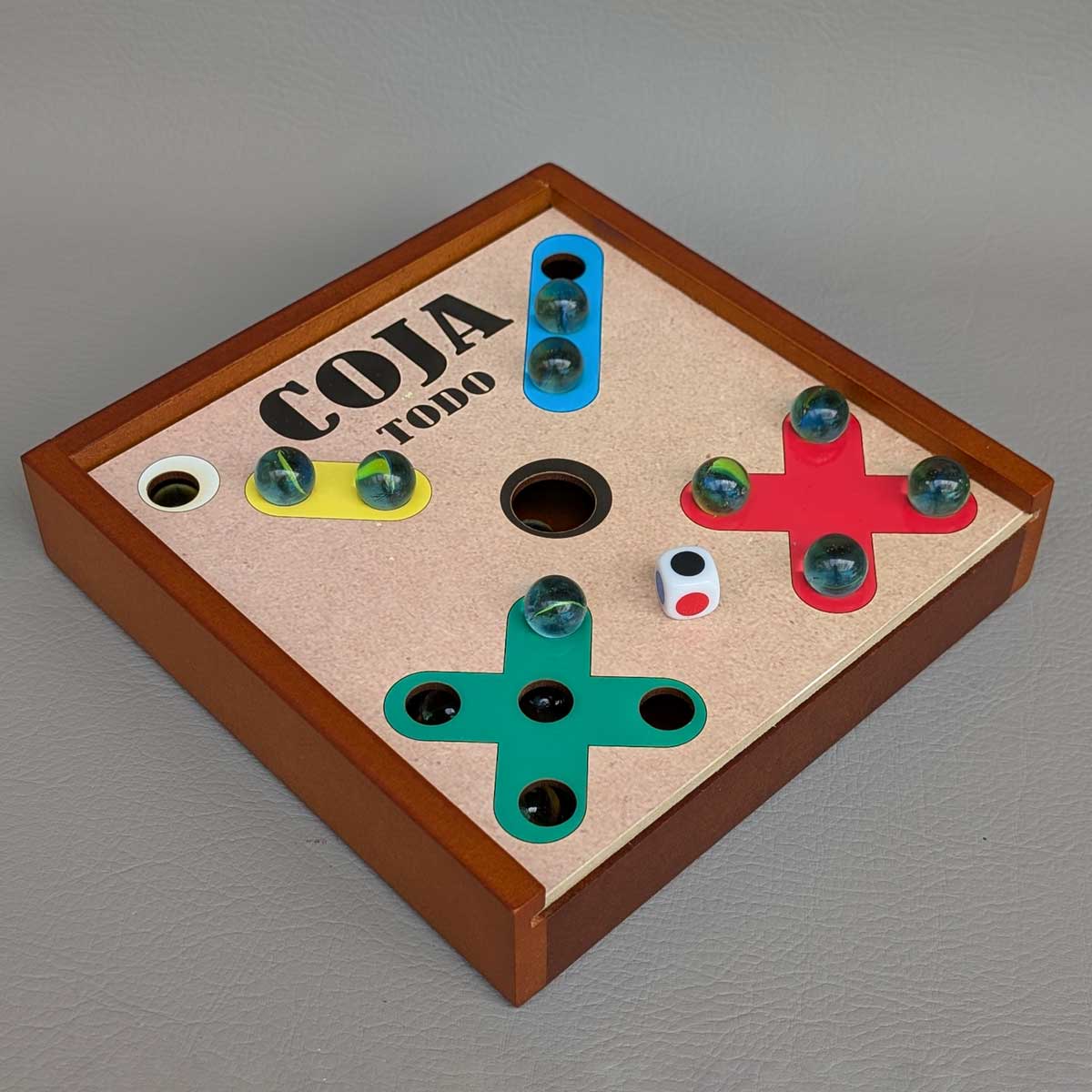 Juego de mesa Coja Todo versión en MDF con canicas, divertido y accesible