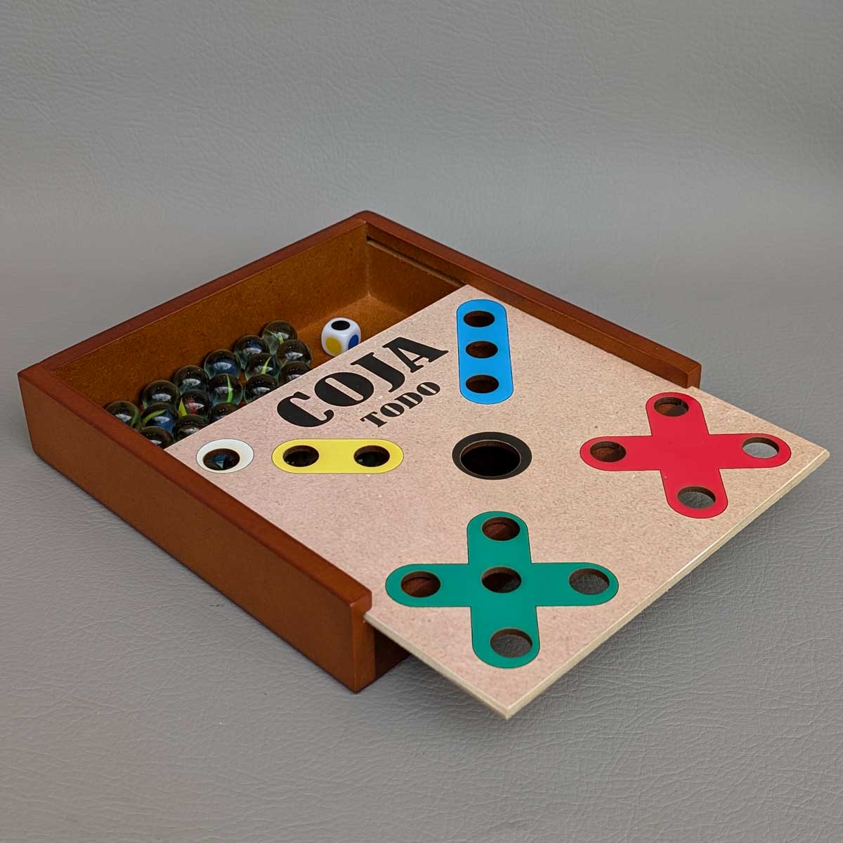 Juego de mesa Coja Todo versión en MDF con canicas, divertido y accesible