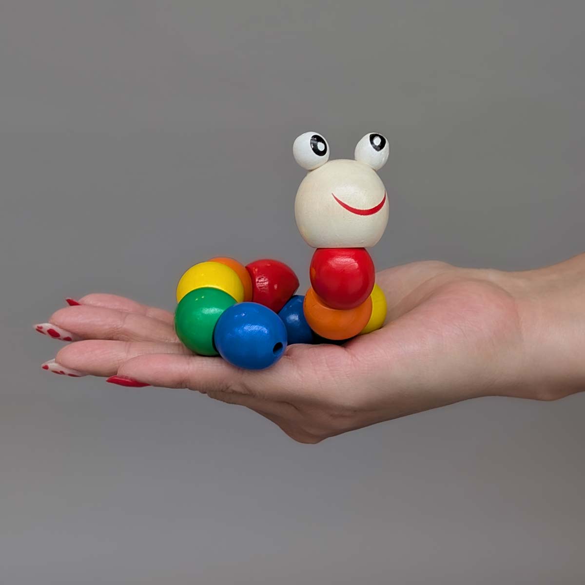 Juguete Articulado Gusano Oruga Didáctico De Madera Niños