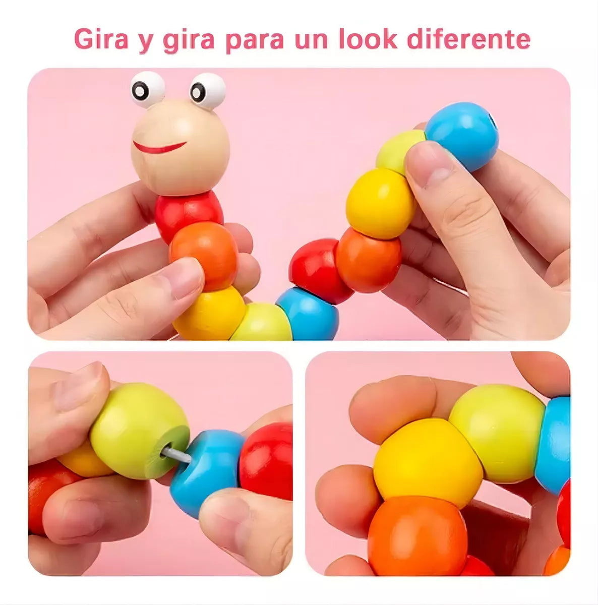 Juguete sensorial colorido en forma de gusano u oruga, ideal para bebés de 1 año en adelante, estimulación temprana y fácil de llevar