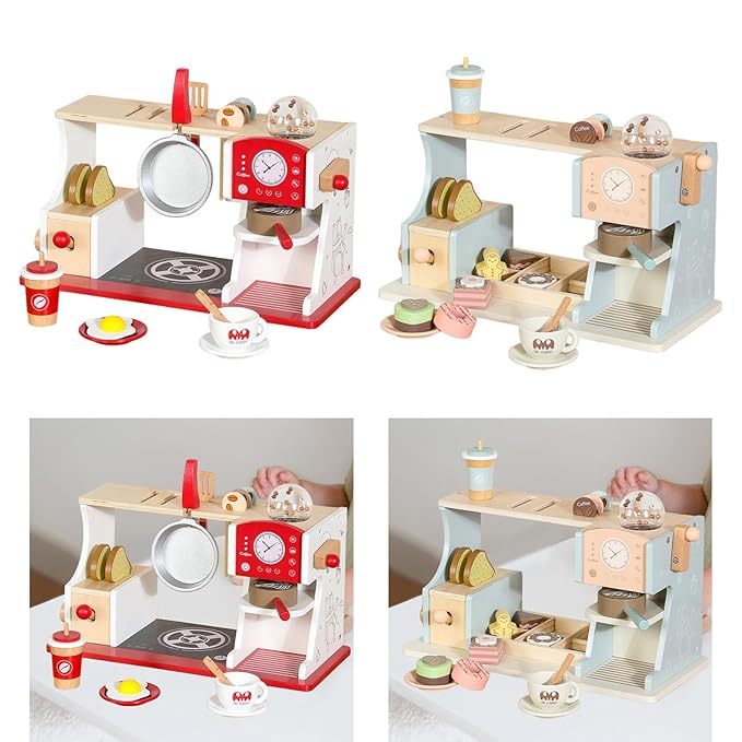 Cafetera de Juguete de Madera con Accesorios – Set de Cocina Infantil Iokus