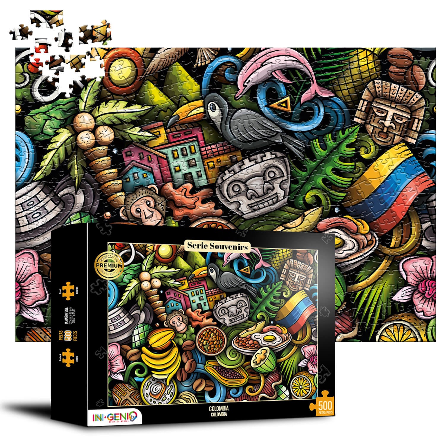 Rompecabezas Collage Elementos Colombia (500 piezas)