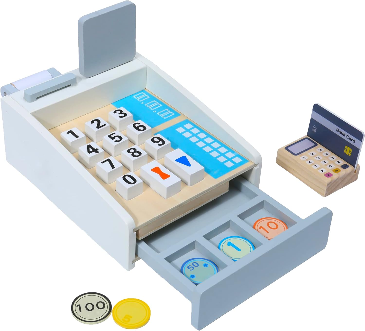 Caja Registradora De Juguete Madera Didáctica Montessori