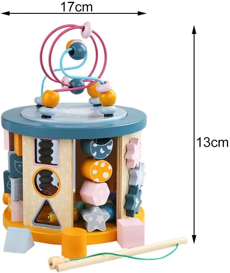 Juego de laberinto de cuentas cúbicas de actividad de madera 11 en 1, educativo multiusos