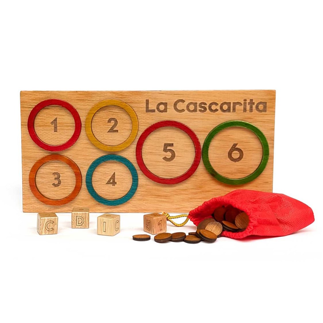 Juego 2 en 1: Cascarita + Dados CDI (centro, derecha, izquierda)