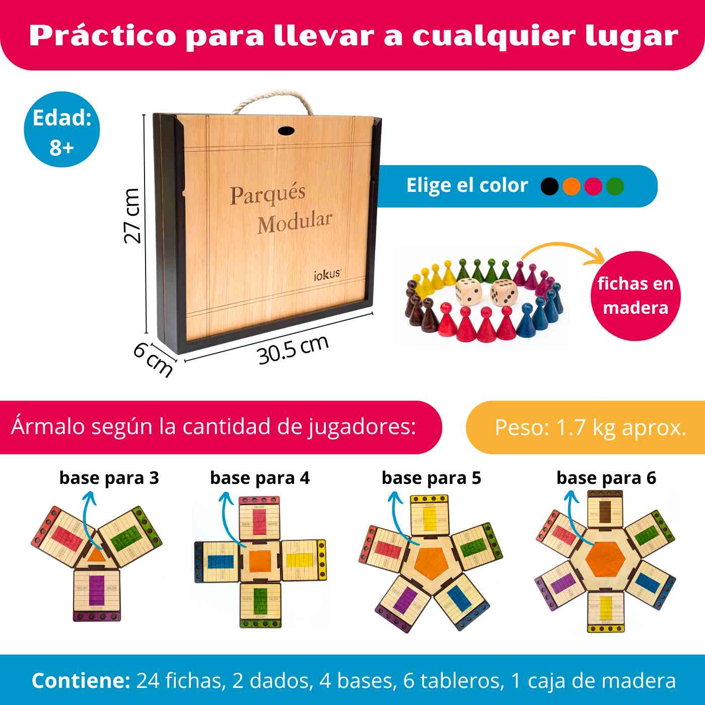 Juego De Mesa Parques Desarmable Modular Madera