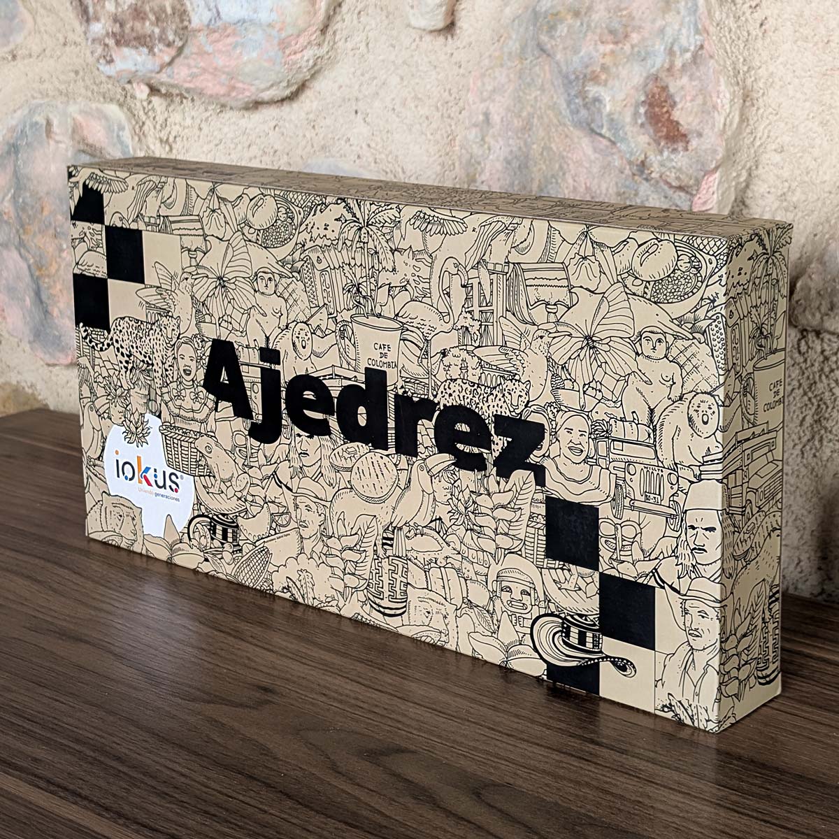 Ajedrez de madera + damas tablero magnético plegable (39 cm x 39 cm)