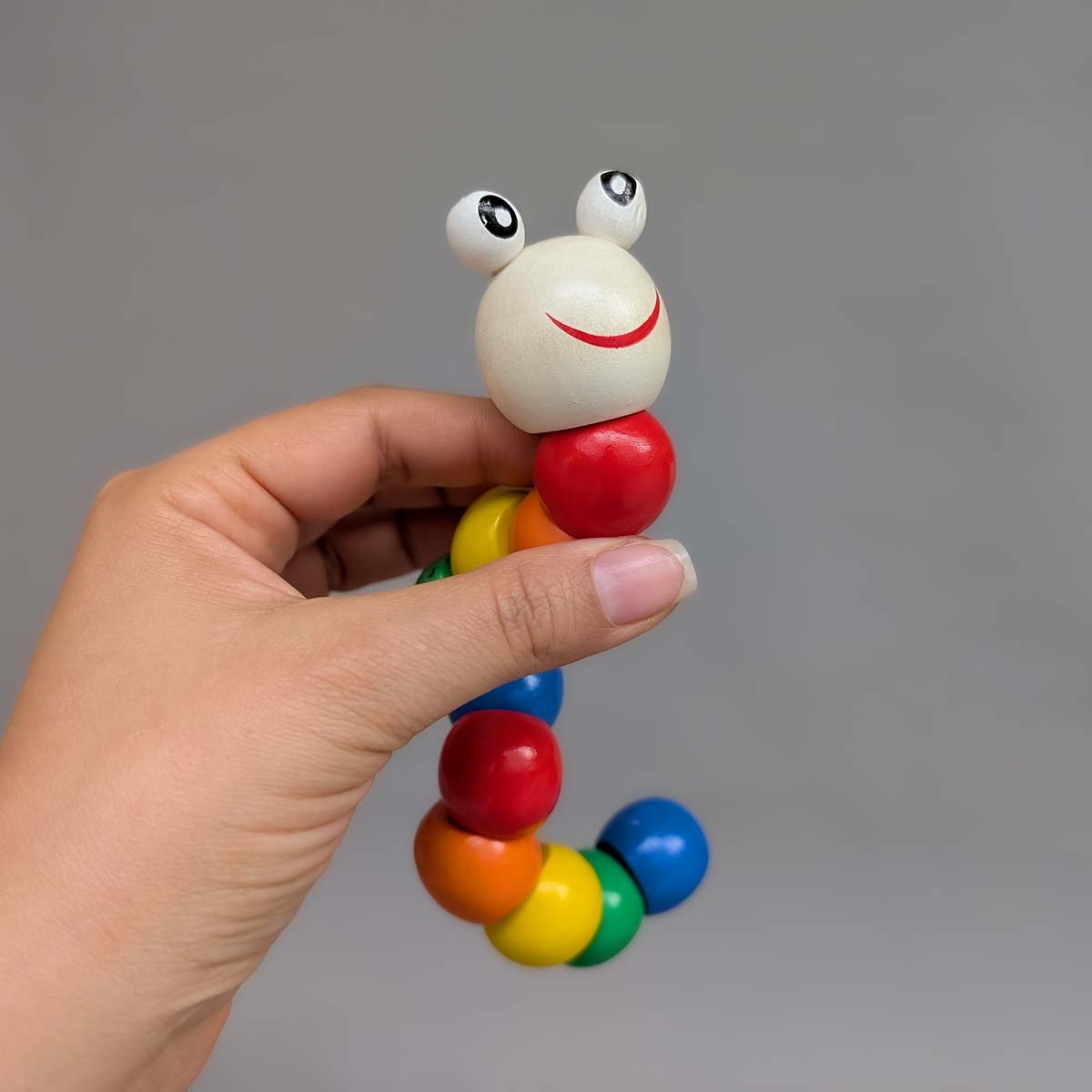 Juguete Articulado Gusano Oruga Didáctico De Madera Niños