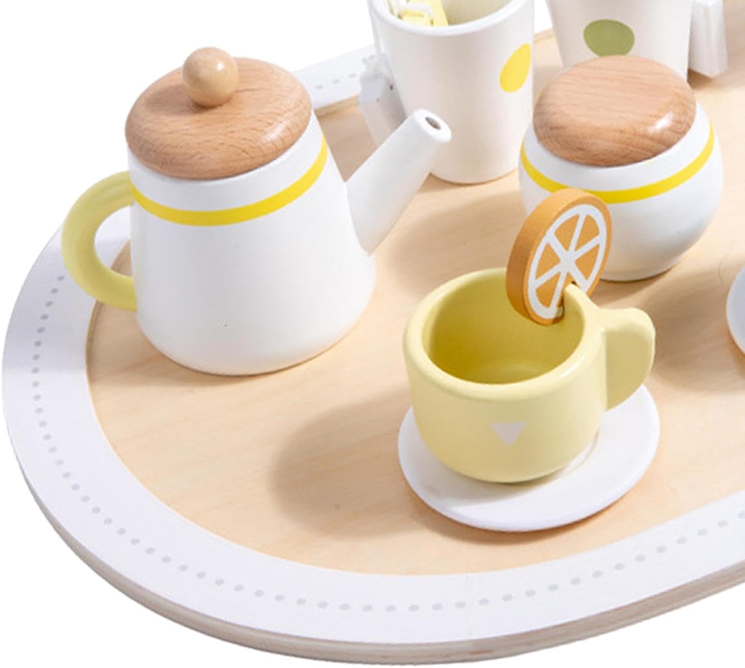 Juego de té de madera para niños, juguete de cocina ideal para juegos de rol y estimulación creativa. Imagen detalle